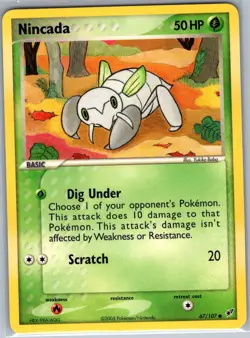 Nincada 67/107 Non Holo Deoxys - Pokemon Card - NM - Image 1