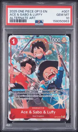 2025 ONE PIECE OP13-CARRYING ON HIS WILL ALTERNATE ART ACE & SABO & LUFFY PSA 10 - Image 1