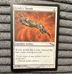 Krark's Thumb MTG Mirrodin 2003 Rare English Legendary Artifact #140 Authentic - Image 1
