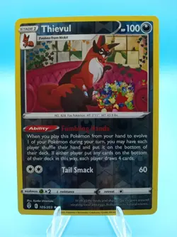 2021 Pokemon Evolving Skies Reverse Holo Thievul #105 - Image 1