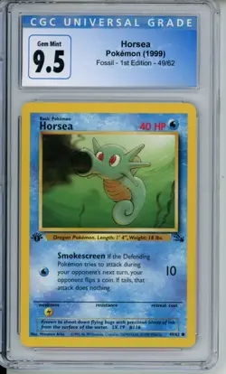 CGC 10 - 1999 Pokemon Fossil 1st Edition Horsea - Image 1