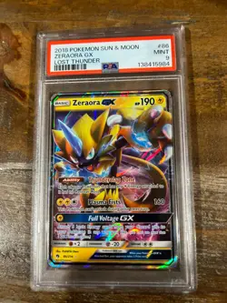 POKEMON 2018 Sun Moon Lost Thunder ZERAORA GX #86 PSA 9 Mint RARE - Image 1