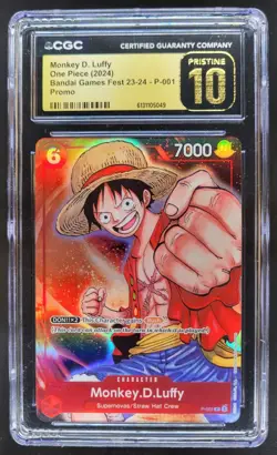 24 ONE PIECE MONKEY D. LUFFY PROMO BANDAI GAMES FEST P-001 CGC 10 PRISTINE F RC7 - Image 1