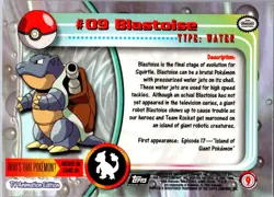 Blastoise #9 Topps Trading Cards Series 1 Pokemon Near Mint - Image 2