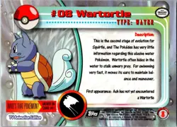 Wartortle #8 Topps Trading Cards Series 1 Pokemon Near Mint - Image 2