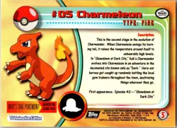 Charmeleon #5 Topps Trading Cards Series 1 Pokemon Near Mint - Image 2