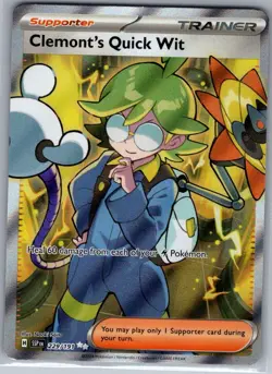 Clemont's Quick Wit 229/191 SV08: Surging Sparks - Pokemon Card - NM - Image 1