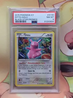 Pikachu Ditto XY40 Black Star Promo PSA 8 2015 Pokemon XY Card Swirl In Hand! - Image 1