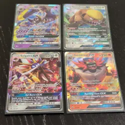 2017 Pokemon TCG Sun Moon 4 Card GX Lot Incineroar Lunala - Ultra Rare Full Holo - Image 1