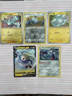 Magnemite + Magnezone Set of 5 Cards with Reverse/Holo Rare + V Pokemon TCG - Image 1