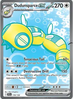 Pokemon TCG Dudunsparce ex 178/159 Ultra Rare Sv Journey Together Holo En - Image 1