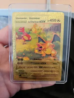 Charmander, Charmeleon, Charizard GX Gold Foil Vinyl Art Collector Card 1/1 - Image 1