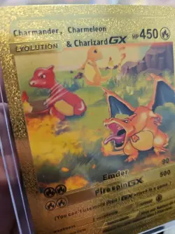 Charmander, Charmeleon, Charizard GX Gold Foil Vinyl Art Collector Card 1/1 - Image 4