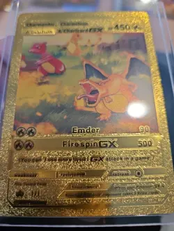 Charmander, Charmeleon, Charizard GX Gold Foil Vinyl Art Collector Card 1/1 - Image 5