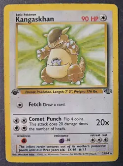 1999 Pokemon TCG Kangaskhan Jungle 21/64 Non-Holo 1st Edition Regular Card HP - Image 1