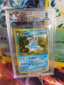 Pokemon Card Azumarill Neo Genesis GSNW Holo 2000 Rare Japanese BGS Beckett 8 - Image 1