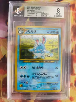 Pokemon Card Azumarill Neo Genesis GSNW Holo 2000 Rare Japanese BGS Beckett 8 - Image 2
