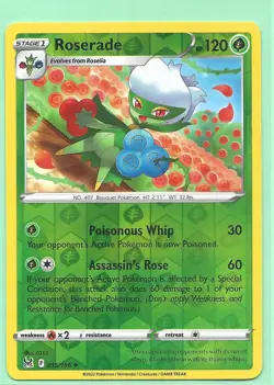 2 POKEMON EVOLUTION -ROSERADE 15/196+ROSELIA 14/196- LOST ORIGIN- HOLO NM/M - Image 2