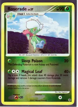 2007 ROSERADE 17/132 D&P SECRET WONDERS POKEMON CARD- RARE REVERSE HOLO -NM - Image 1