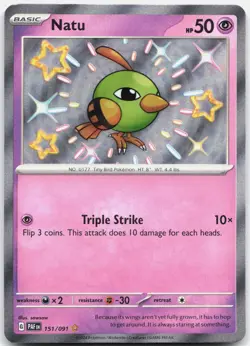 Natu 151/091 Shiny Rare Paldean Fates Pokemon Holo Near Mint - Image 1