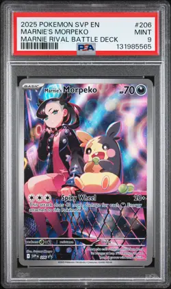 2025 POKEMON SVP EN-SV BLACK STAR PROMO #206 MARNIE'S MORPEKO PSA 9 - Image 1