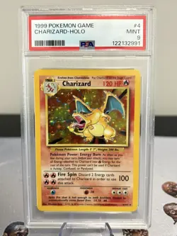 1999 POKEMON BASE SET UNLIMITED #4 CHARIZARD-HOLO PSA 9 - Image 1