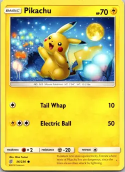 Pikachu 56/236 Common Unified Minds Pokemon Heavily Played - Image 1