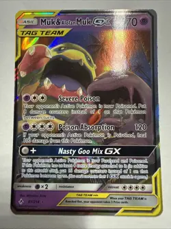 Pokemon TCG Muk & Alolan Muk GX 61/214 Sm-Unbroken Bonds Full Art Holo LP - Image 1