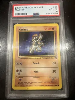 2000 Pokemon Rocket 59 Machop PSA 4 VG-EX Ships Same Day - Image 1