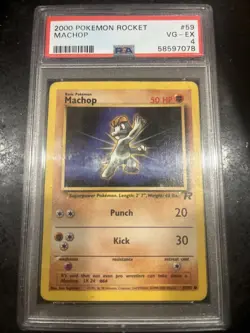 2000 Pokemon Rocket 59 Machop PSA 4 VG-EX Ships Same Day - Image 2