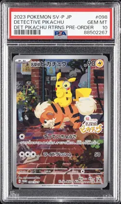 2023 POKEMON JAPANESE SV-P PROMO #098 DETECTIVE PIKACHU PSA 10 - Image 1