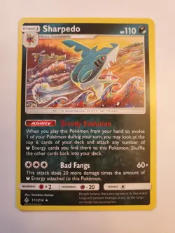SHARPEDO 111/214 Unbroken Bonds Pokemon 2019 Rare Non Holo - NMT - Free S/H - Image 1