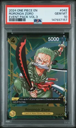 2024 ONE PIECE EVENT PACK VOL.3 #042 RORONOA ZORO PSA 10 - Image 1