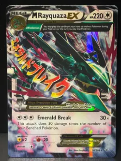 Mega M Rayquaza EX 76/108 XY Roaring Skies Mega Holo Ultra Pokemon Card LP - Image 1