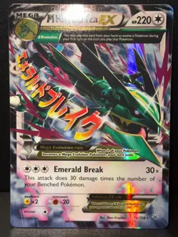 Mega M Rayquaza EX 76/108 XY Roaring Skies Mega Holo Ultra Pokemon Card LP - Image 2