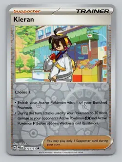 Kieran 113/131 Uncommon Prismatic Evolutions Pokemon Reverse Holo Near Mint - Image 1