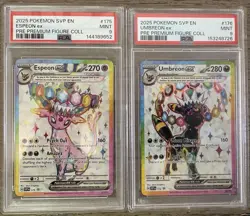 Pokemon TCG Umbreon 176 & Espeon 175 ex Prismatic Evolutions PSA 9 - Image 1
