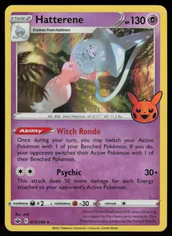Hatterene 073/198 Holo Promo Trick or Trade BOOster Pokemon Holo Lightly Played - Image 1