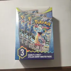 Pokemon Scarlet & Violet Stellar Crown 3 Booster Packs Box New Sealed - Image 1