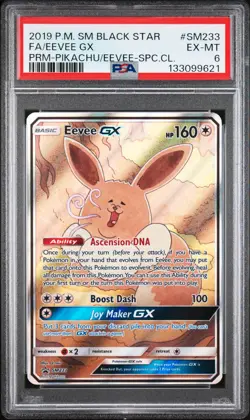 2019 POKEMON SM BLACK STAR PROMO #SM233 FULL ART/EEVEE GX PSA 6 - Image 1