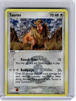 2004 Pokemon—Tauros #16 FireRed & LeafGreen—Rare Reverse Holo [MP] - Image 1