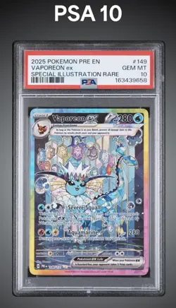 2025 POKEMON PRISMATIC EVOLUTIONS VAPOREON EX PSA 10 149/131 GEM MINT - Image 1