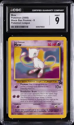 2000 POKEMON BLACK STAR PROMOS POKEMON LEAGUE #8 MEW CGC 9 - Image 1