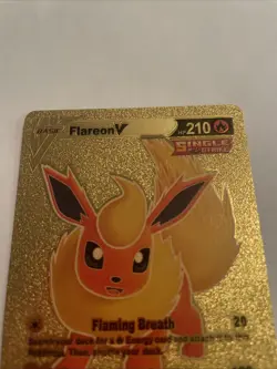 Unofficial Flareon V Gold Fan Art Custom Display Card Pokemon Collectible - Image 2