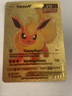Unofficial Flareon V Gold Fan Art Custom Display Card Pokemon Collectible - Image 3