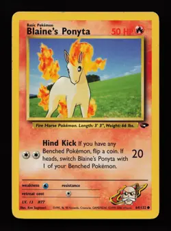 Blaine's Ponyta 64/132 Unlimited Common Gym Challenge Pokemon Cards - Image 1