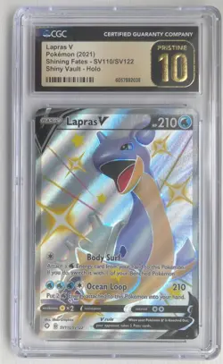 CGC PRISTINE 10 LAPRAS V POKEMON SHINING FATES SV110/SV122 SHINY VAULT - Image 1