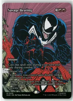 2025 MTG Marvel Universe Savage Beating Borderless Venom MTG Expansion/Mythic - Image 1
