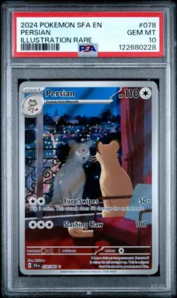 2024 POKEMON SFA EN-SHROUDED FABLE ILLUSTRATION RARE #078 PERSIAN PSA 10 - Image 1