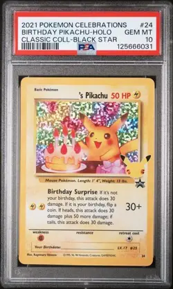 2021 POKEMON CELEBRATIONS CLASSIC COLLECTION #24 BIRTHDAY PIKACHU-HOLO PSA 10 - Image 1